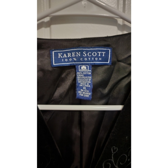 Laura Scott womens black velvet vest XL embroidered - Picture 3 of 4